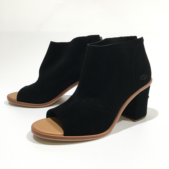 UGG Ginger Open-Toe Ankle Boots -Black Suede -Women’s US 11 -NEW - Picture 5 of 8